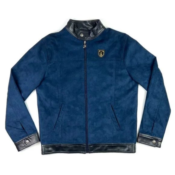 A Collezioni Other - A Collezioni Faux Suede Jacket Mens Size L Blue Black